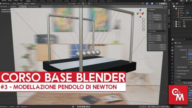 Corso base Blender - #3 - Modellazione Pendolo di Newton