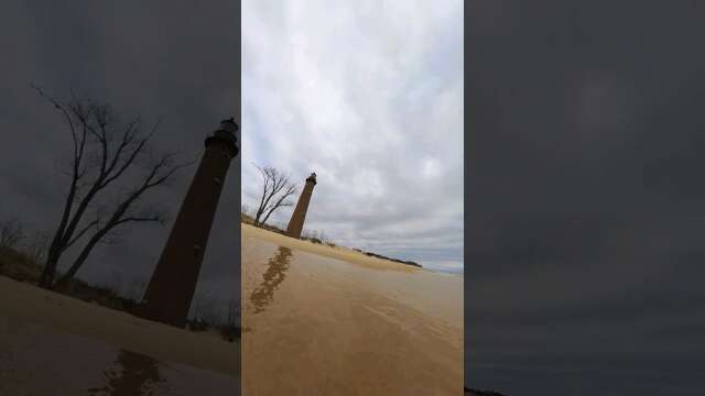 Lighthouse - Lake Michigan #Beach #lighthouse #lakemichigan #asmr #waves #insta360 #360cam #shorts