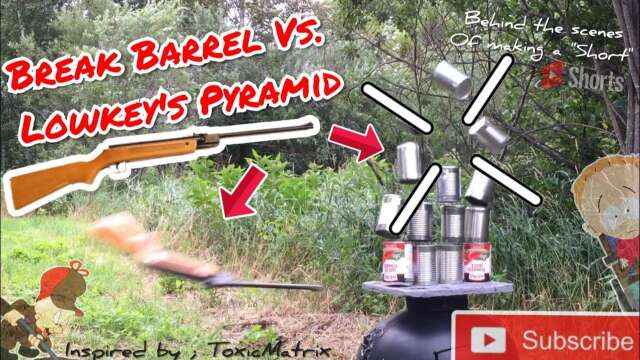 Throwing an air rifle at cans. //Lowkey's Pyramid broken barrel edition {''Short" Behind the scenes}
