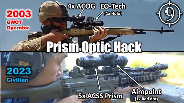 The GWOT operator 4-5x Prism Optic Hack (ACOG behind EOTech)