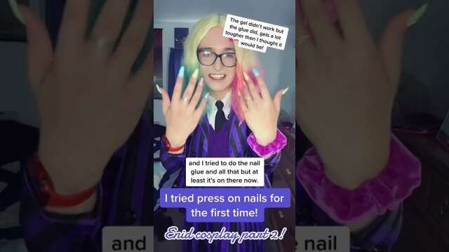 Trying on press-on nails for the first time for my Enid Sinclair Cosplay and thoughts! #shorts