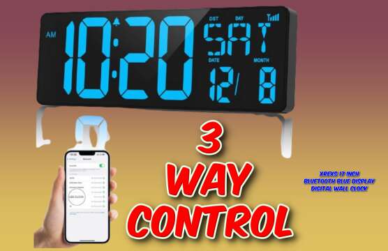 XREXS Blue 17 Inch Bluetooth Digital Wall Clock Review