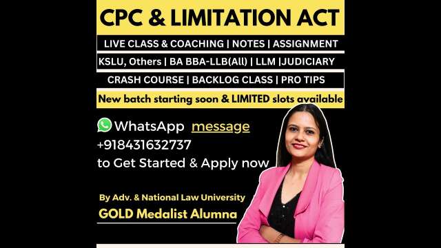 Code of Civil Procedure (CPC) & Limitation Act online live coaching class for LL.B students KSLU KLE