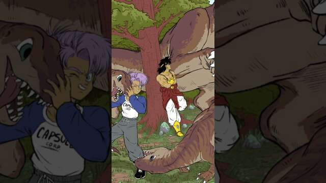 Broly and Trunks Chill with Dinos! DBZ Comic Dub! #Broly #Trunks #Dbz #shorts