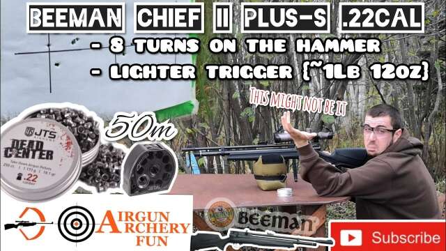 Beeman Chief II Plus-S .22cal// Trying JTS dead center 18.1gr @ 8 turns on the hammer spring