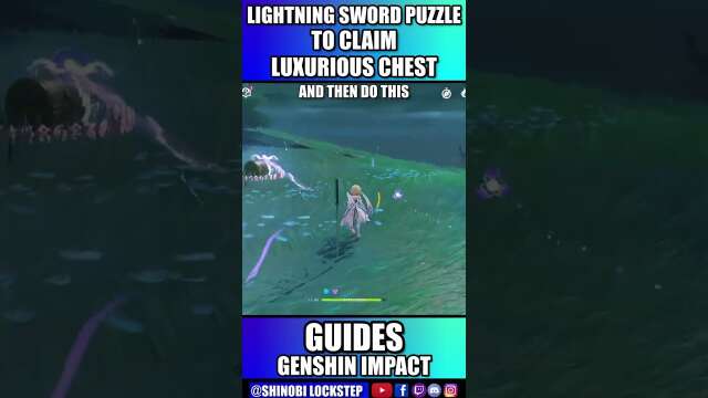 Genshin Impact Lightning Swords Puzzle to Claim Luxurious Chest (Inazuma) #shorts