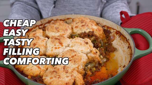 Budget-Friendly Comfort Food: Hearty Beef Stew with Cheesy Biscuits