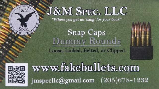 FAKEBULLETS.COM snap caps, dummy rounds + coupon code | best inert ammo | Old South Ammo | J&M Spec