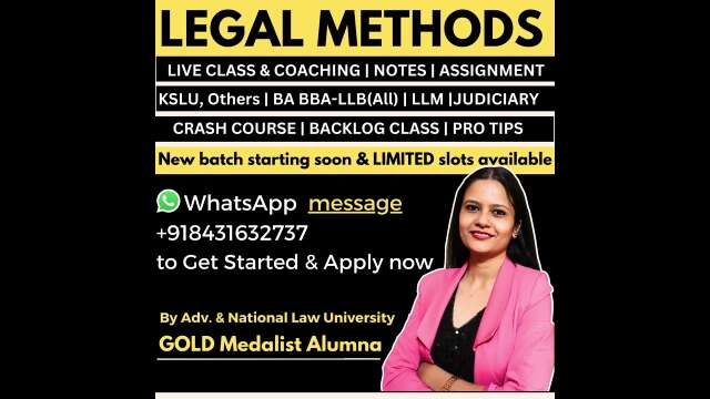 LEGAL METHODS online live coaching class for LL.B. students KSLU KLE all other Universities | KSLU