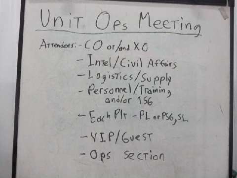Fieldcraft- HQ Task, Unit Operations Meeting
