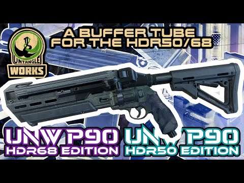 UNW P90: buffer tube versions of the HDR50 and  HDR68 P90 mag mounts