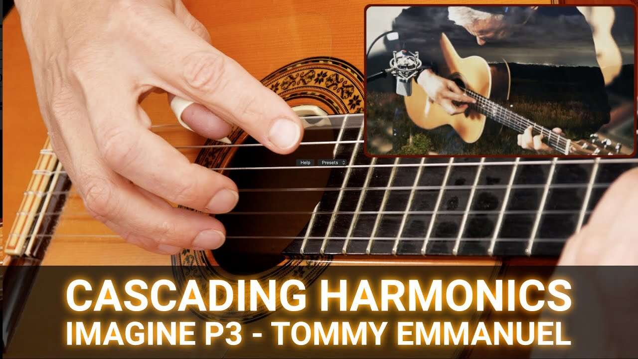 Tommy Emmanuel Cascading Harmonics Guitar Lesson -  Imagine Part 3