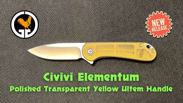 New Civivi Elementum Polished Transparent Yellow Ultem Handle